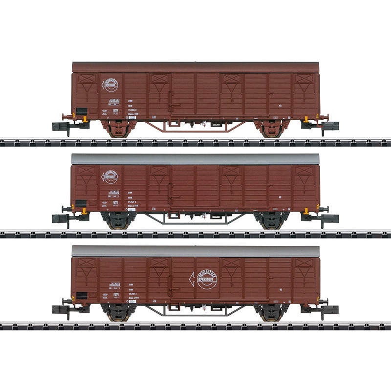 Set 3x wagons couverts Marchandises Express ép. IV - N 1/160 - MINITRIX 18902