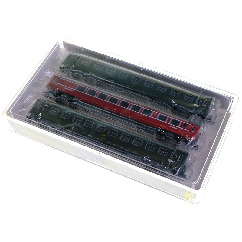 MiniTrix 18219 - Set De 3 Voitures SNCF Époque IV (Nice-Paris) : A9, Vru, B10 - Échelle N 1/160