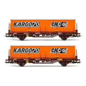 2x wagons Lgs, avec conteneur "CNC Kargo70" ép. IV - HO 1/87 - JOUEF HJ6224