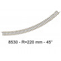 1x rail courbe rayon 220mm 45° - échelle Z 1/220 - Marklin 8530