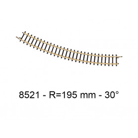 1x rail courbe rayon 195mm 30° - échelle Z 1/220 - Marklin 8521