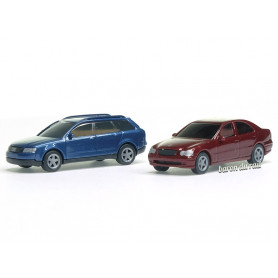 2x voitures Audi A4 Avant et Mercedes Classe C - N 1/160 - BUSCH 8346