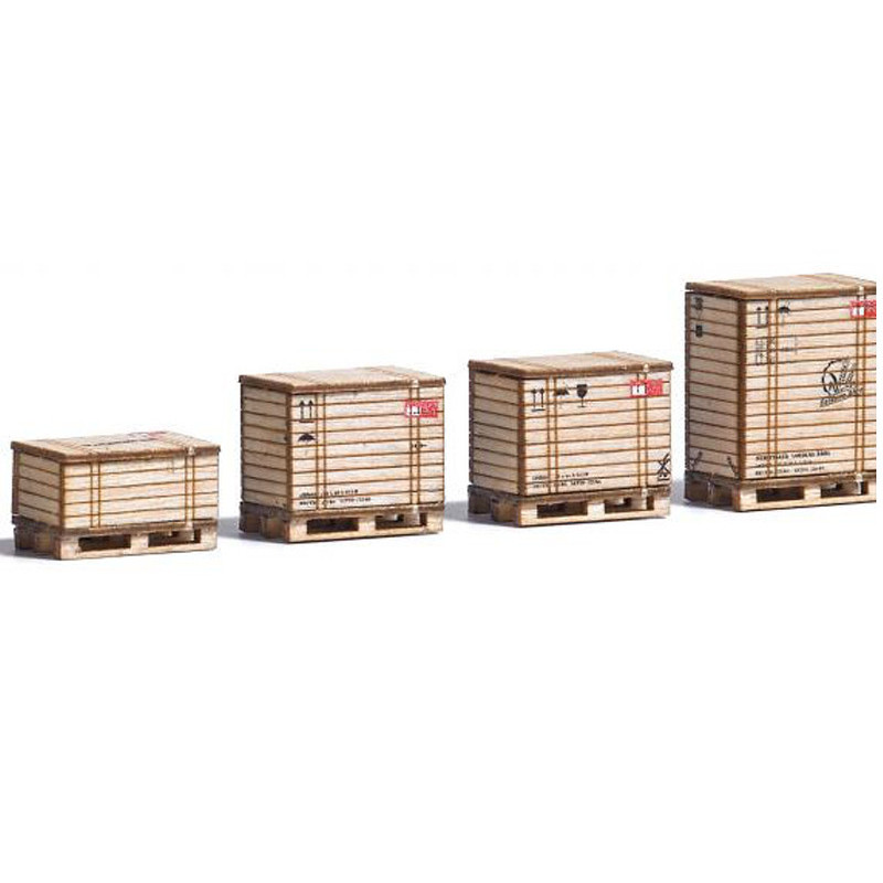 Set de 6x caisses et palettes miniatures - HO 1/87 - BUSCH 1811