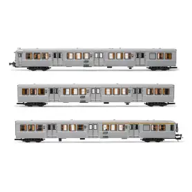 3x voitures RIB 70, livrée originale, ép. IV - SNCF - HO 1/87 - JOUEF HJ4150