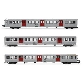 3x voitures RIB 70, livrée originale, ép. IV-V - SNCF - HO 1/87 - JOUEF HJ4152