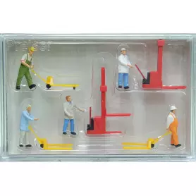 Magasiniers avec transpalettes - HO 1/87 - PREISER 10294