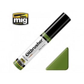 Oilbrusher vert olive - peinture à l'huile avec applicateur 10 ml - MIG 3505