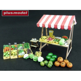 Stand de marché avec légumes - échelle 1/35 - PLUS MODEL 580