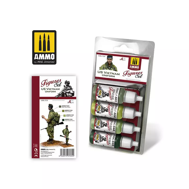 Set peintures uniformes US Vietnam - MIG jimenez AMMO 7034