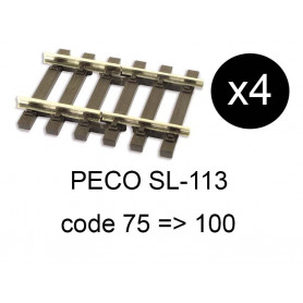 PECO SL-113 - 4x rails de transition code 75 vers code 100 échelle HO