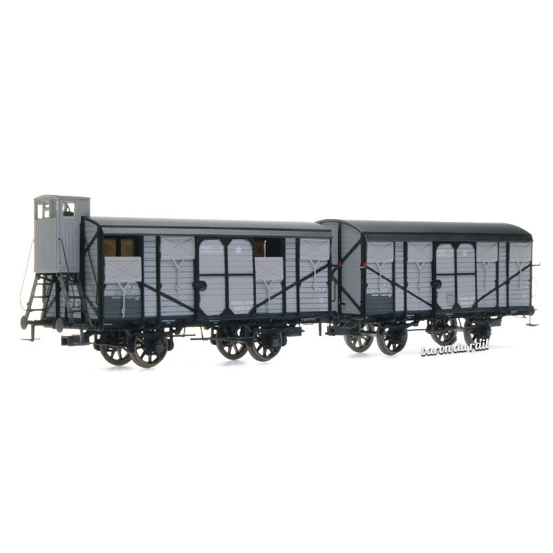 2x wagons couverts PLM 20T PLM ép II - HO 1/87 - REE WB-694
