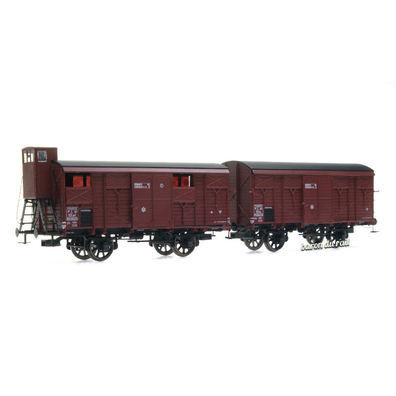 2x wagons couverts PLM 20T PLM ép II - HO 1/87 - REE WB-696