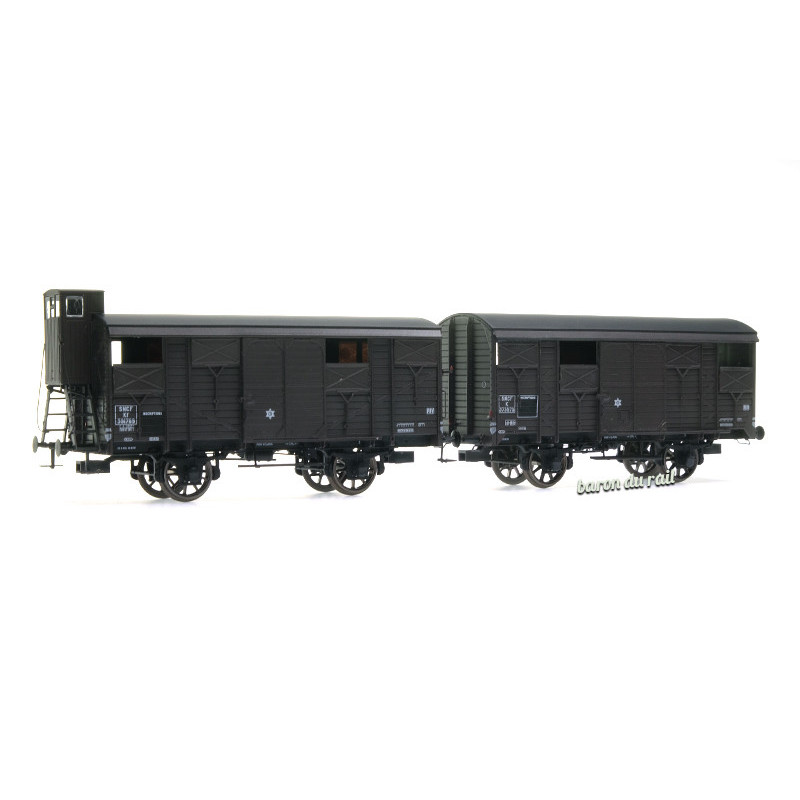 2x wagons couverts PLM 20T SNCF ép IIIb - HO 1/87 - REE WB-701