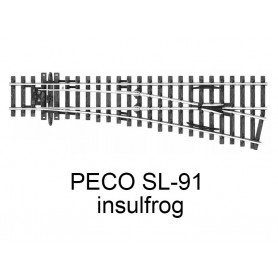 PECO SL-91 - Aiguillage court à droite insulfrog 12° code 100 échelle HO