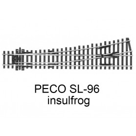 PECO SL-96 - Aiguillage grand rayon à gauche insulfrog 12° code 100 échelle HO