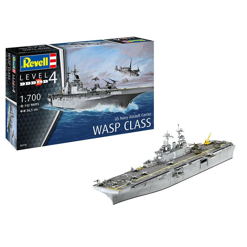 Porte-avions d'assaut USS WASP CLASS kit complet - échelle 1/700 - REVELL 65178