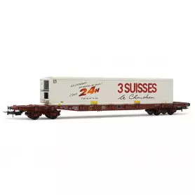 Porte-conteneur Sgss avec conteneur 3Suisses ép. V - HO 1/87 - JOUEF HJ6213