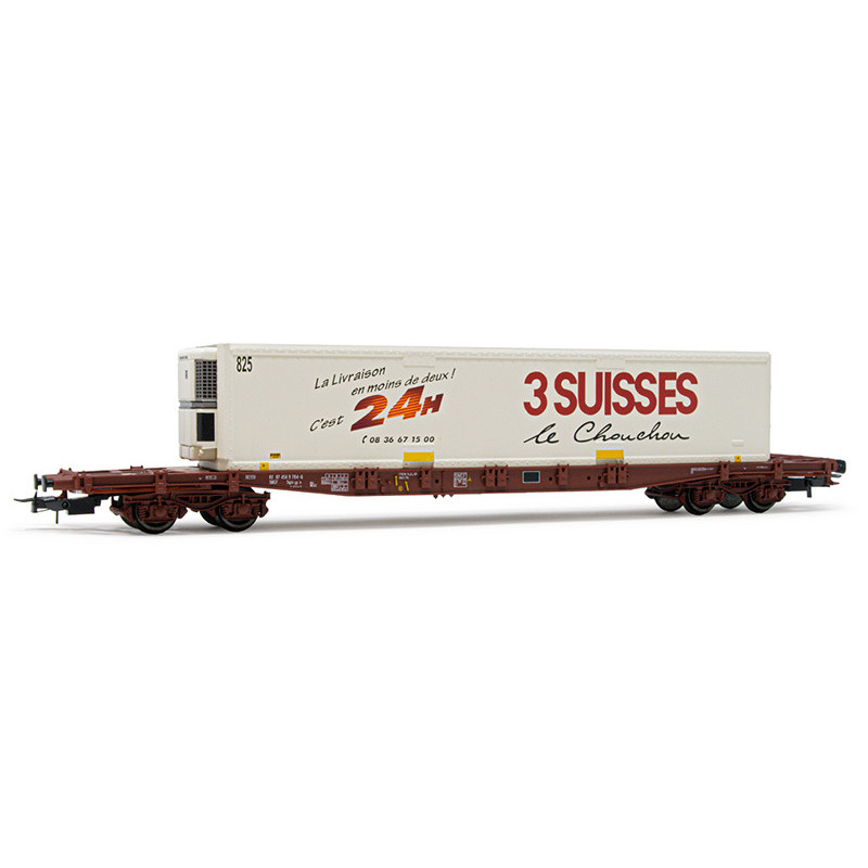 Porte-conteneur Sgss avec conteneur 3Suisses ép. V - HO 1/87 - JOUEF HJ6213