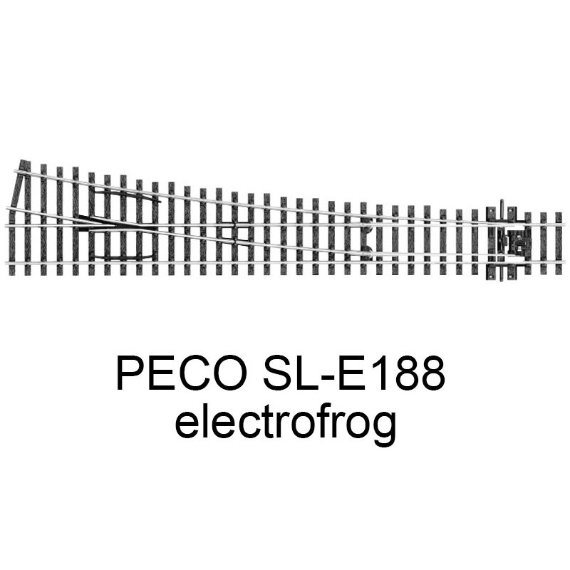 PECO SL-E188 - Aiguillage droit à droite grand rayon 12 ° electrofrog code 75 échelle HO