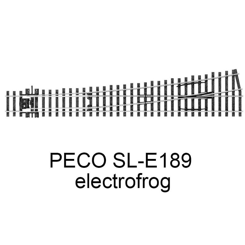 PECO SL-E189 - Aiguillage droit à gauche grand rayon 12 ° electrofrog code 75 échelle HO