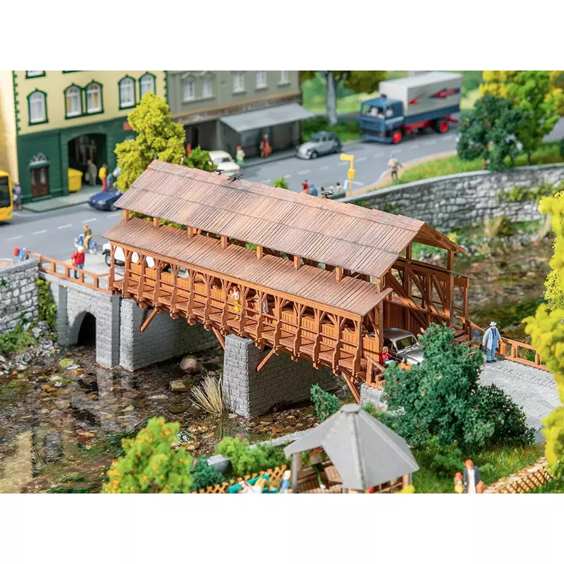 Pont couvert en bois - HO 1/87 - FALLER 120527