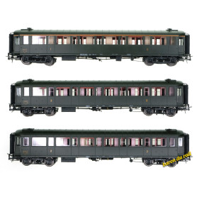 3x Voitures métallisées ex-PLM A7, B8 ép. IIIb HO 1/87 - REE VB-456