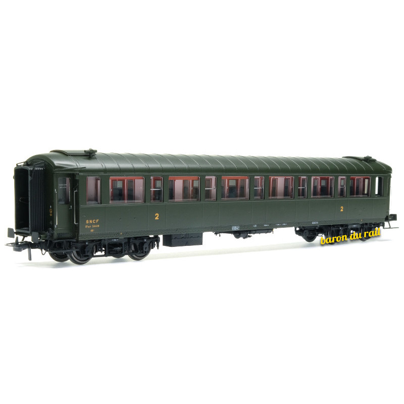 Voiture Métallisée Ex-PLM, B8, vert 306, SNCF Ep.III B HO 1/87 - REE VB-458