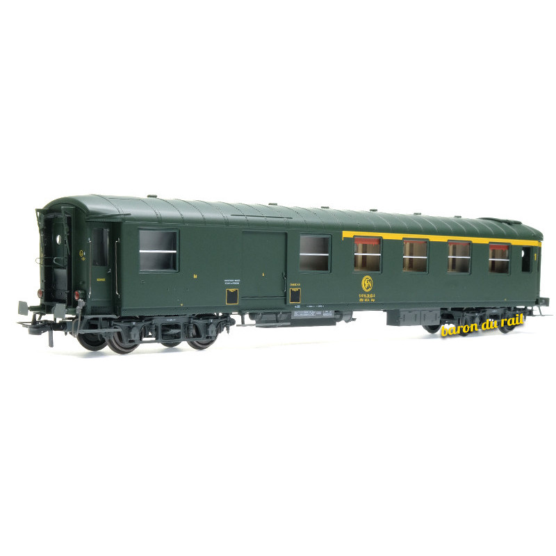 Voiture Métallisée Ex-PLM, A4D, feux, vert 301, SNCF Ep.IV, HO 1/87 - REE VB-461