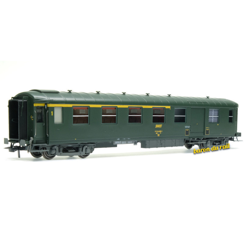Voiture Métallisée Ex-PLM, A4D, feux, vert 301, SNCF Ep.IV HO 1/87 - REE VB-462
