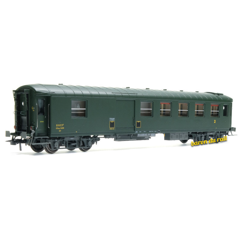 Voiture Métallisée Ex-PLM, B4D, vert 301, SNCF Ep.III D HO 1/87 - REE VB-464