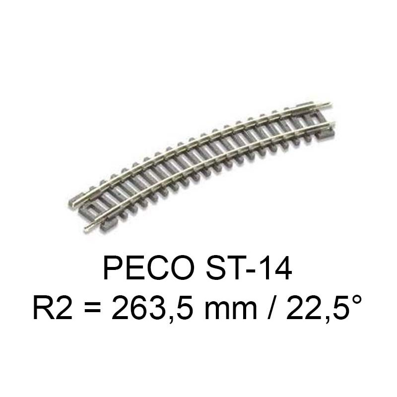 PECO ST-14 - rail courbe rayon 263.5 mm 22.5 degrés code 80 échelle N