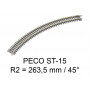 PECO ST-15 - rail courbe rayon 263.5 mm 45 degrés code 80 échelle N