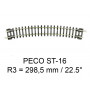 PECO ST-16 - rail courbe rayon 298.5 mm 22.5 degrés code 80 échelle N
