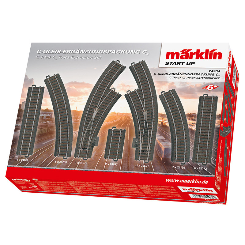 Coffret d'extension C4 voie C HO 3 rails - MARKLIN 24904