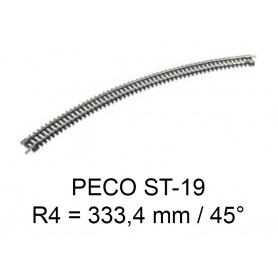 PECO ST-19 - rail courbe rayon 333,4 mm 45 degrés code 80 échelle N