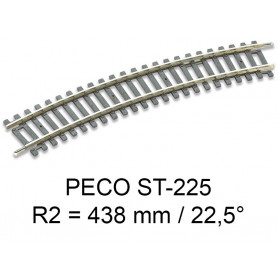 PECO ST-225 - rail courbe rayon R2 438 mm - 22.5° code 100 échelle HO