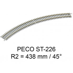 PECO ST-226 - rail courbe rayon R2 438 mm - 45° code 100 échelle HO