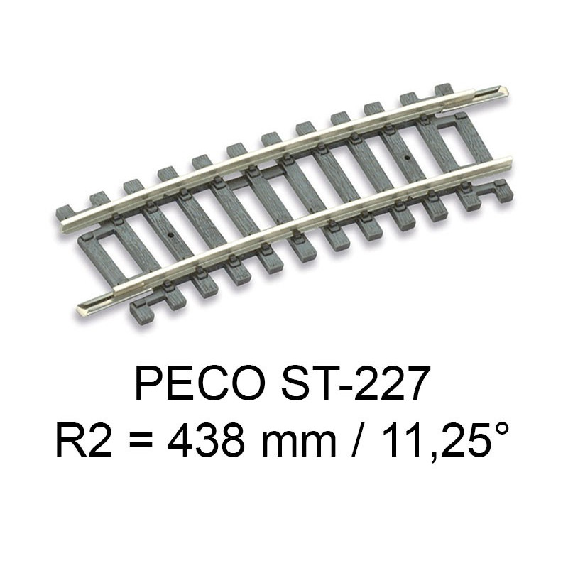 PECO ST-227 - rail courbe rayon R2 438 mm - 11.25° code 100 échelle HO