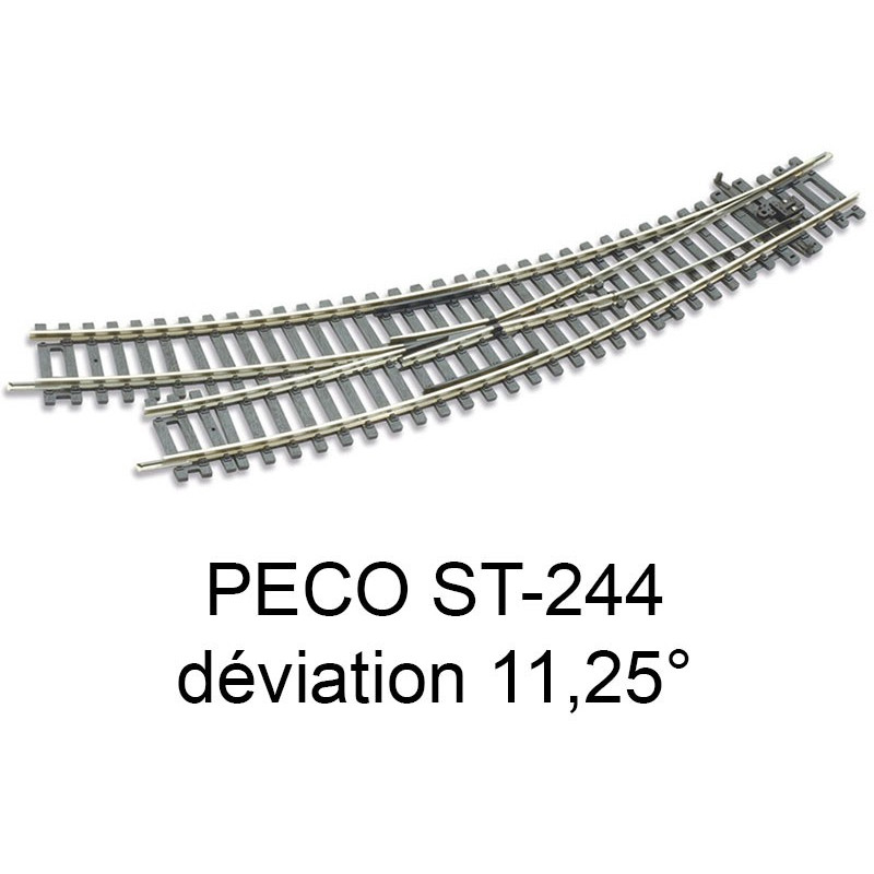 PECO ST-244 - aiguillage courbe à droite 11.25 ° code 100 échelle HO