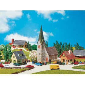 Set village 3x maisons + 1x église - N 1/160 - Faller 232220