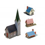 Set village 3x maisons + 1x église - N 1/160 - Faller 232220