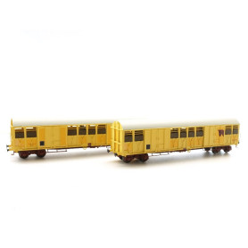 Set 2 wagons GASS tête de vache jaunes SNCF époque IV - HO - LS Models 30085