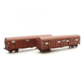 Set 2x wagon GASS brun et rouge SNCF époque IV et V - HO - LS Models 30338