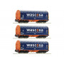 3x Wagons à bâche coulissante, Wascosa ép. VI - HO 1/87 - ROCO 76009