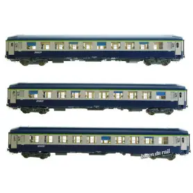 3x voitures UIC couchettes B9c9x SNCF ép. V - HO 1/87 - REE VB-296