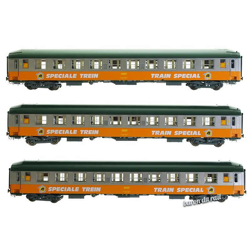 3x voitures UIC couchettes B9c9x FTS ép. IV - HO 1/87 - REE VB-298