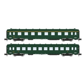 2x voitures DEV AO B8 et C10 ép III SNCF - N 1/160 - REE NW-272
