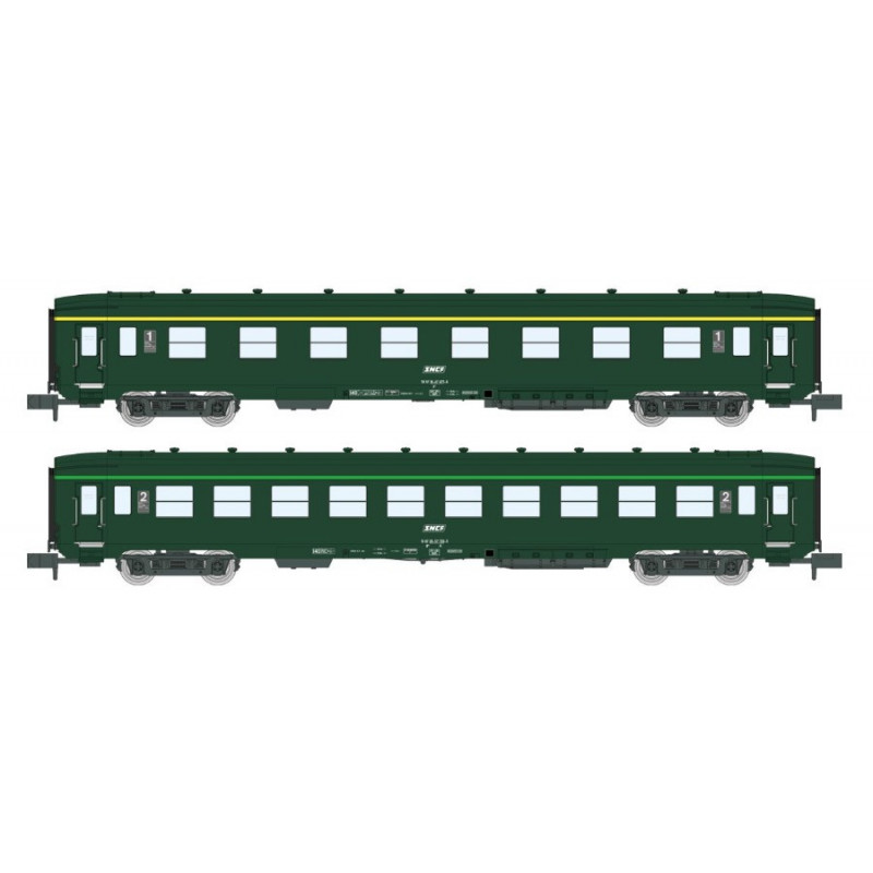 2x voitures DEV AO A8 et B10 ép IV SNCF - N 1/160 - REE NW-276