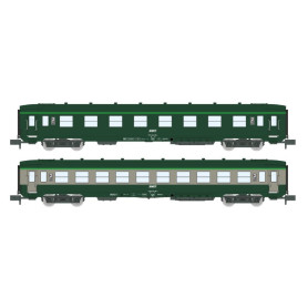 2x voitures DEV AO A8 et B10 ép IV-V SNCF - N 1/160 - REE NW-277