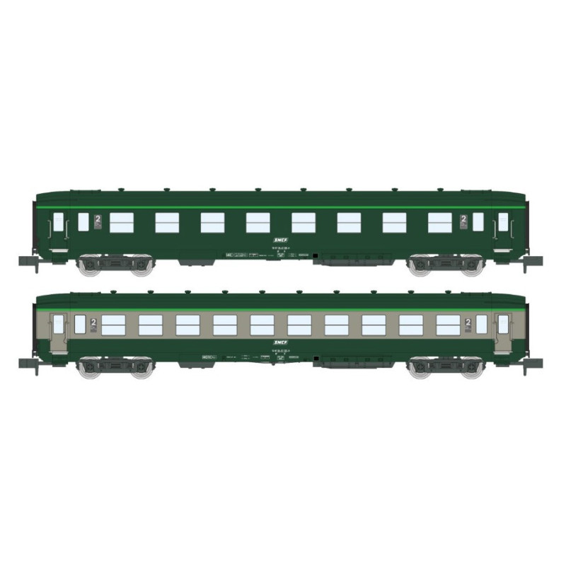 2x voitures DEV AO A8 et B10 ép IV-V SNCF - N 1/160 - REE NW-277